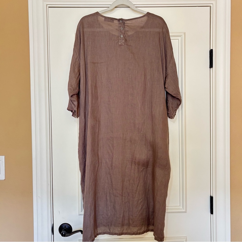 CP Shades Linen Brown Tunic Dress - Picture 2 of 6